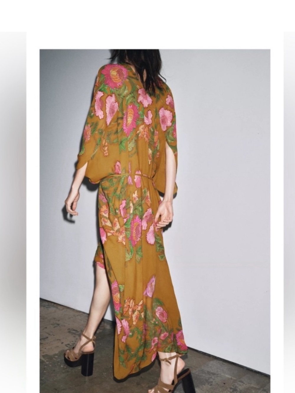 ZW Zara Oversized Floral Boho Kaftan Dress NWOT - Picture 2 of 9